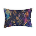 Galaxy Floral Lumbar Pillow — Botanical Moon Night Sky Accent Pillow