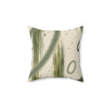 Abstract Olive Brushstroke Square Pillow - Modern Green Accent Cushion