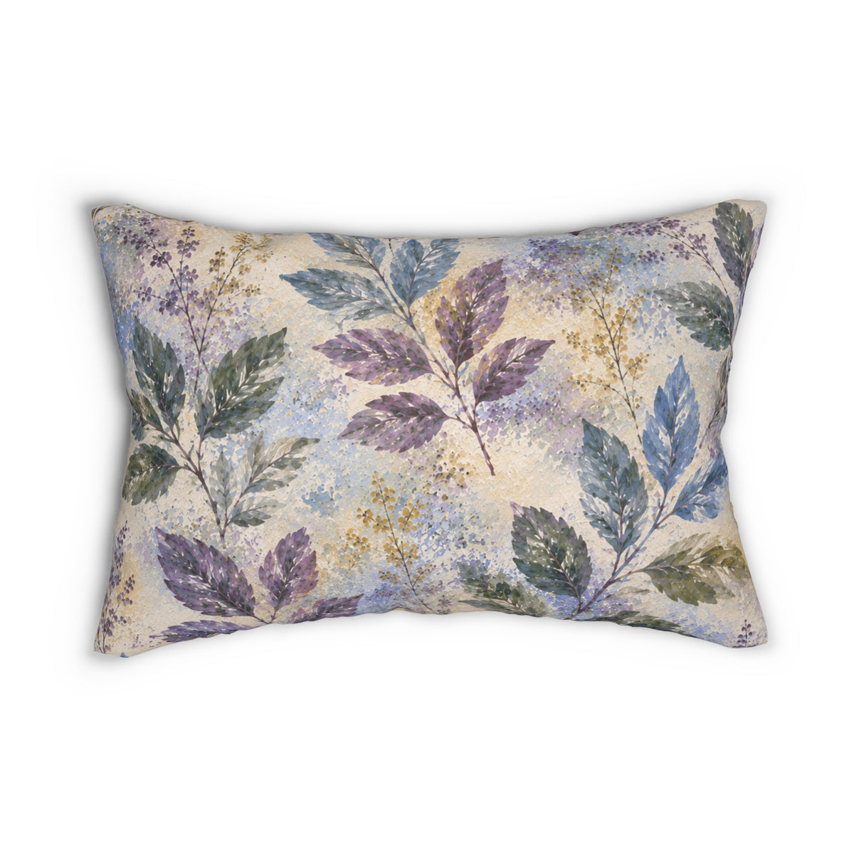 Watercolor Leaf Lumbar Pillow — Botanical Decorative Accent for Sofa & Bed