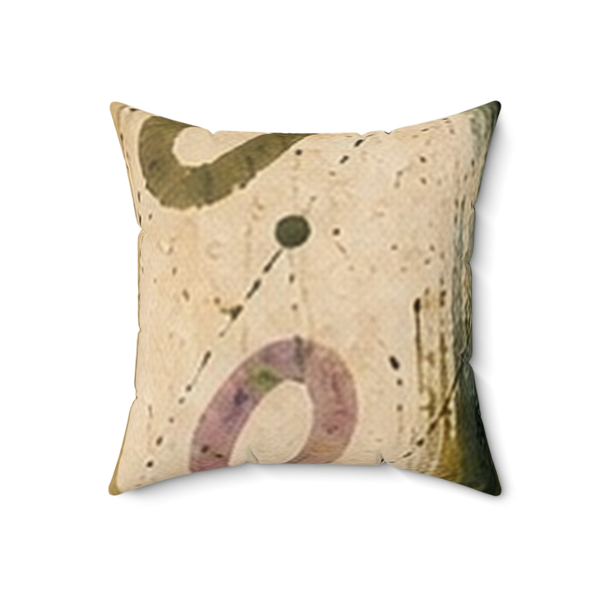 Abstract Earth-Tone Square Pillow — Vintage Mid-Century Modern Accent Cushion