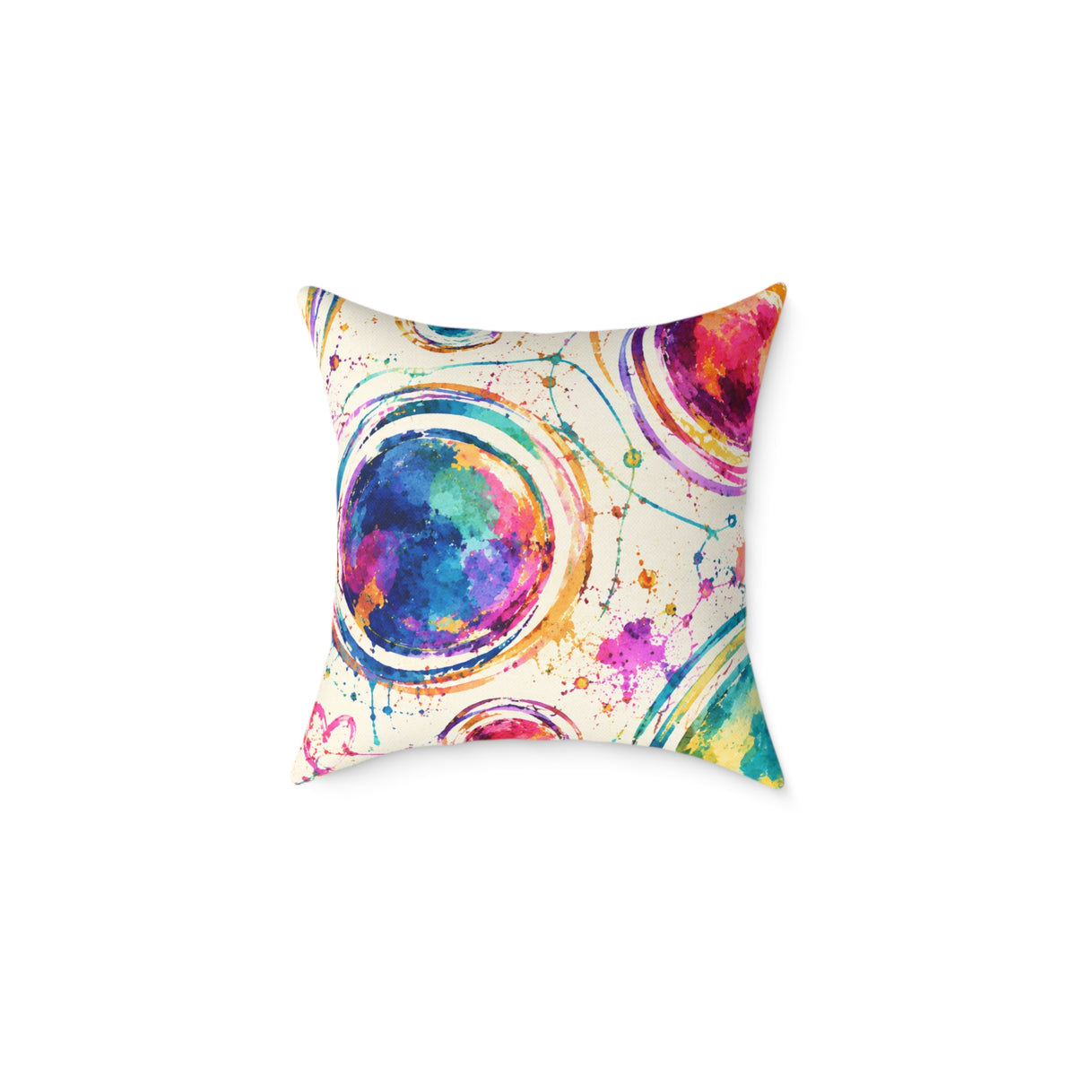 Acrylic Galaxy Circles Pillow — Colorful Abstract Decorative Throw Pillow