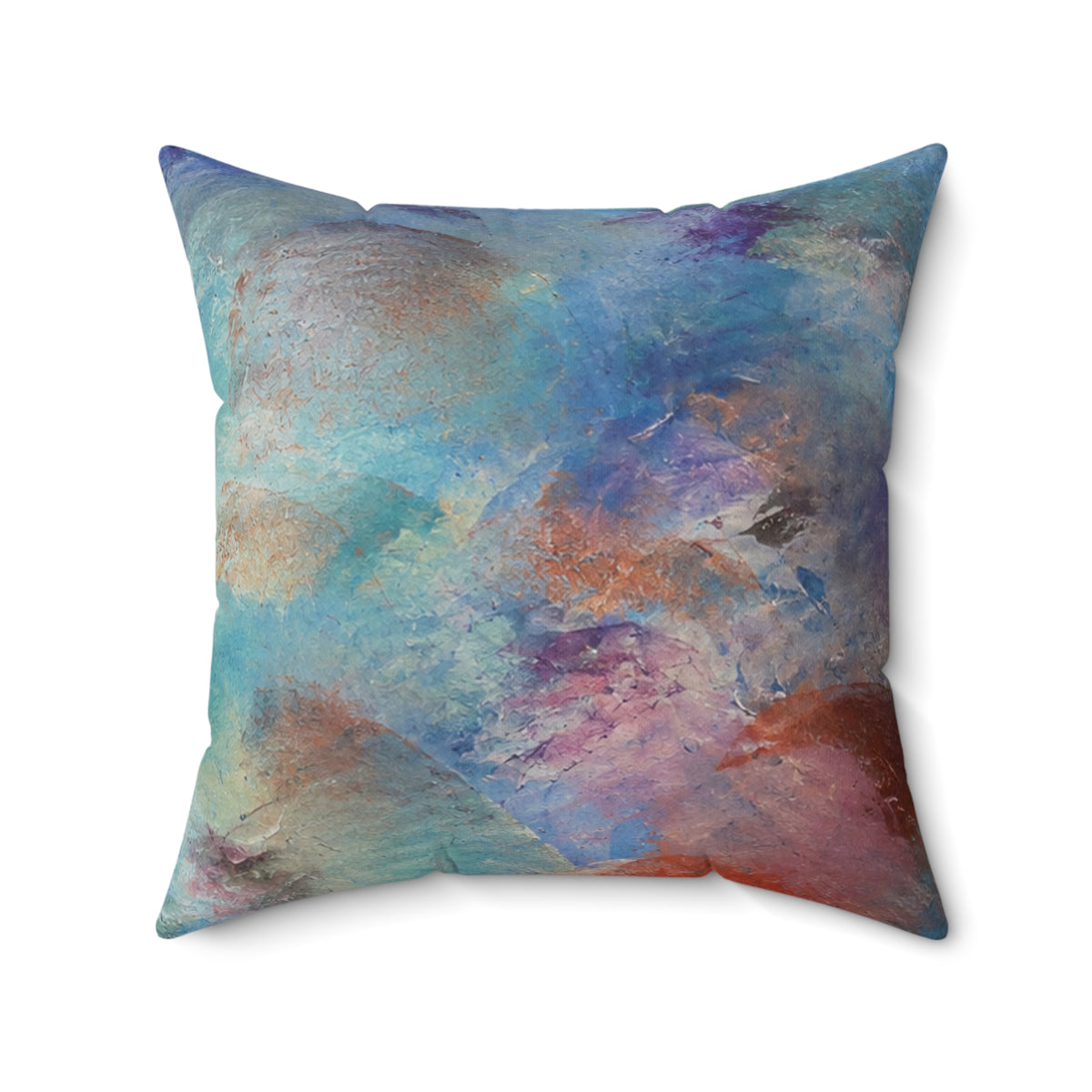 Abstract oceanic Square Pillow — Colorful Watercolor Accent Cushion