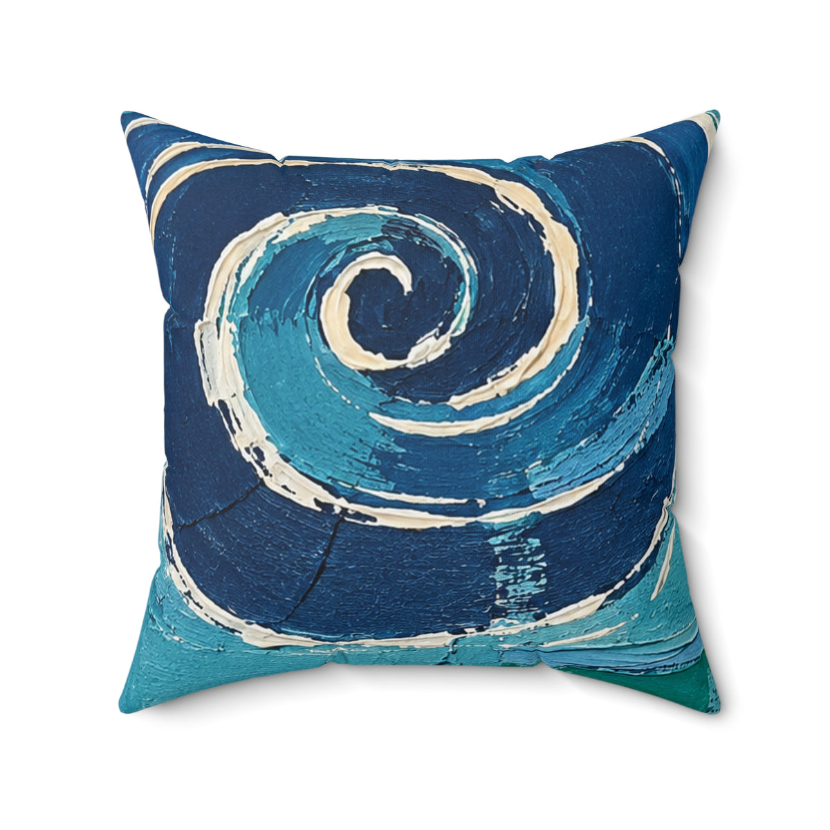 Blue and turquoise  abstract cushion -navy spiral Decorative throw pillow.