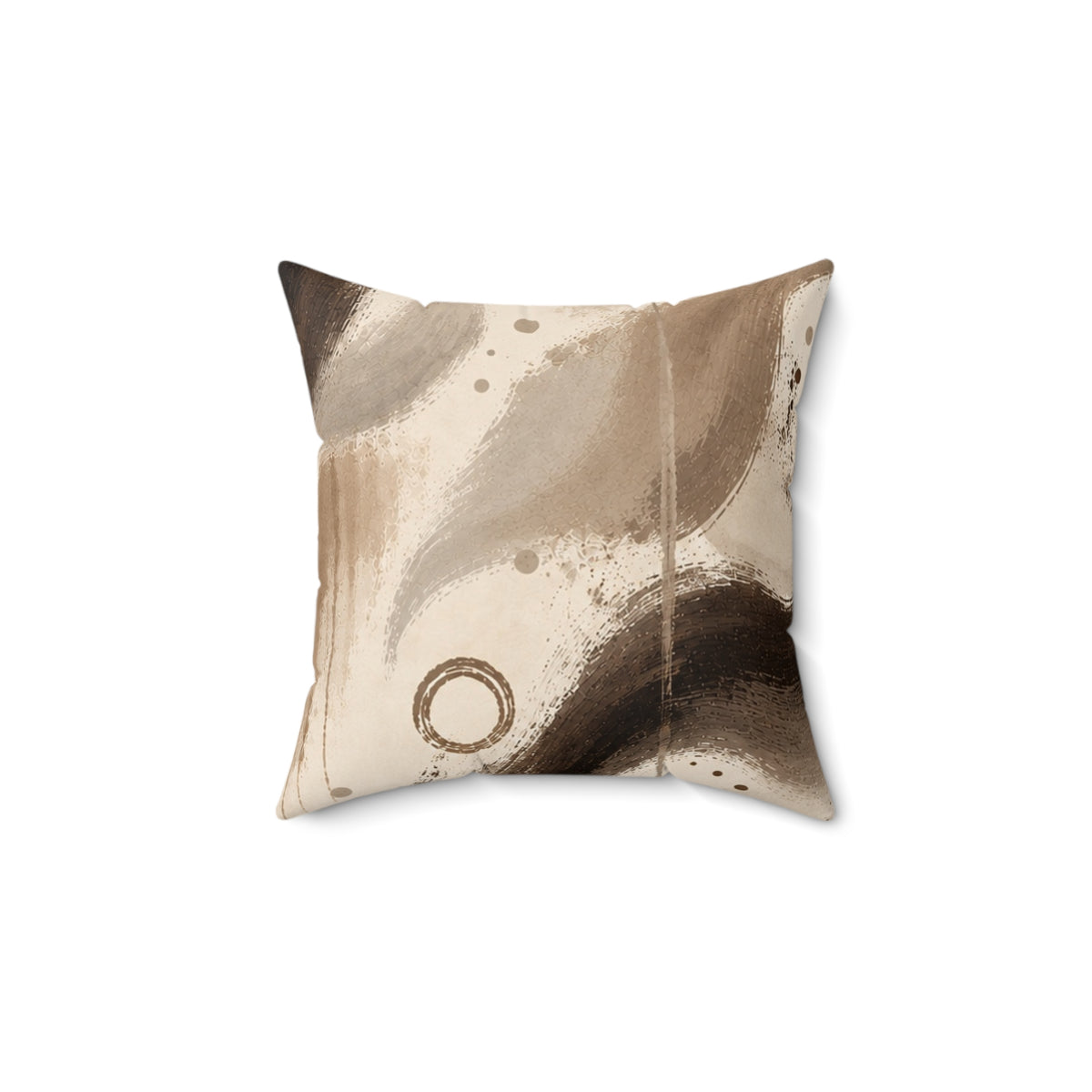 Abstract Earthtone Decorative Pillow — Neutral Brown Swirl Accent Cushion