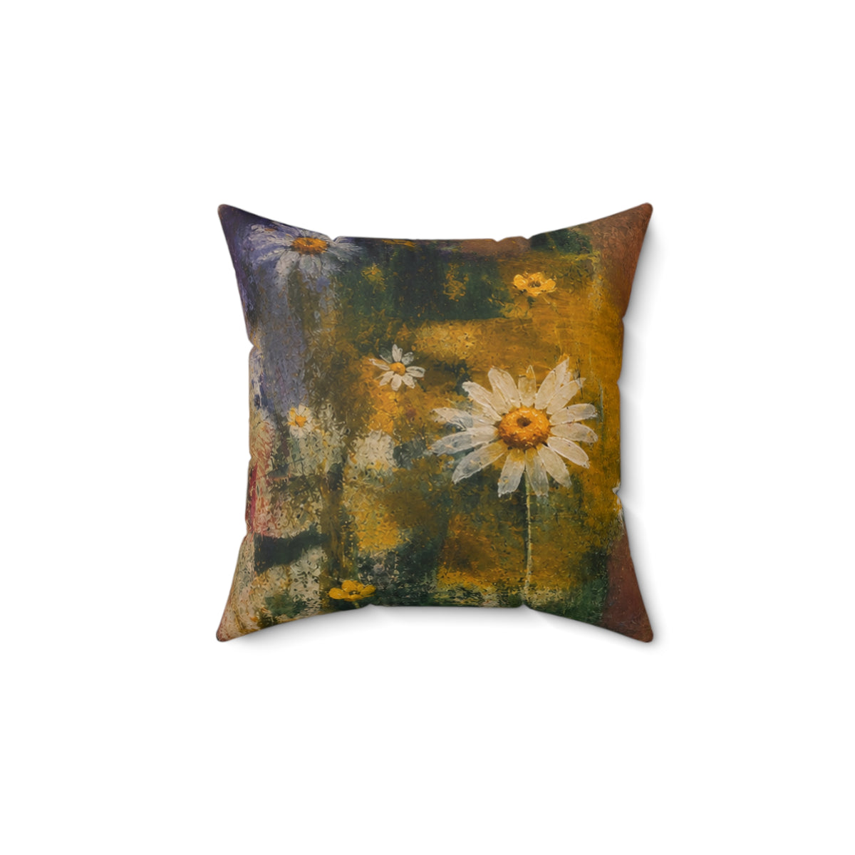Daisy Field Decorative Pillow — Vintage Floral Art Throw Cushion