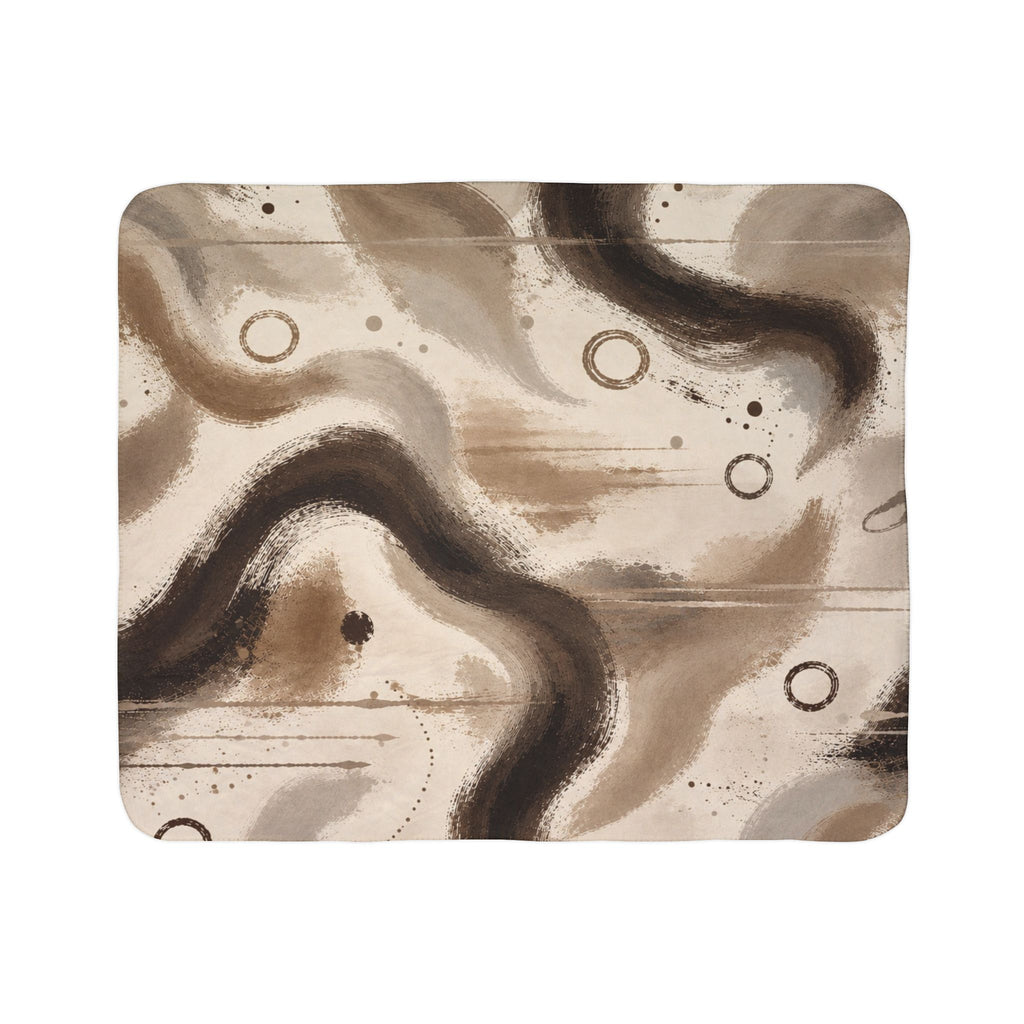 Abstract Earth-Tone Sherpa Blanket — Cozy Neutral Fleece Throw