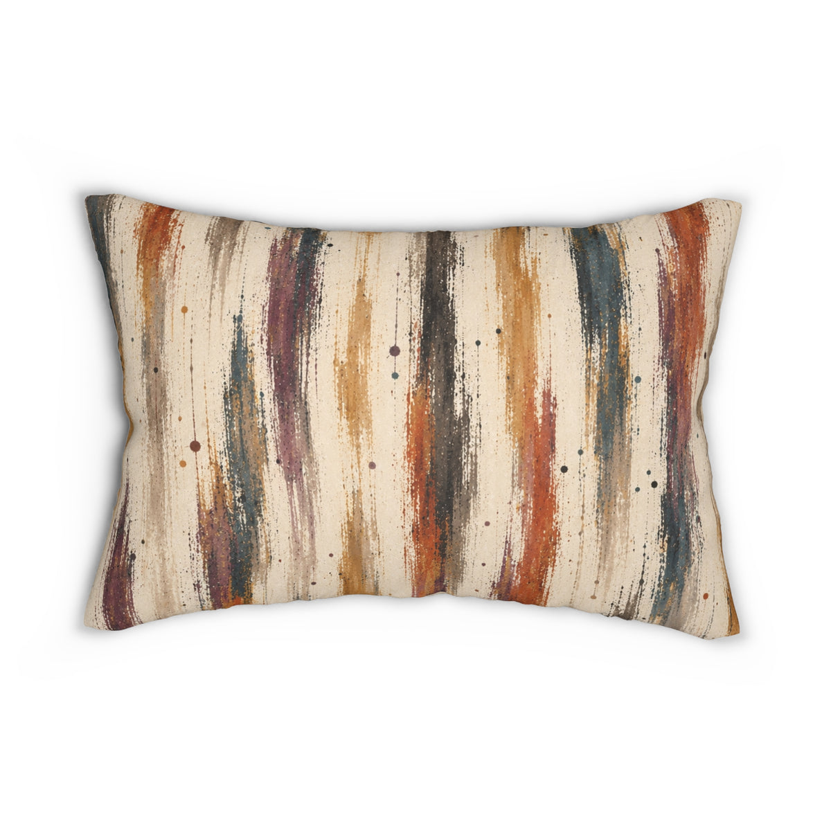 Abstract Striped Lumbar Pillow — Rustic Brushstroke Accent Cushion