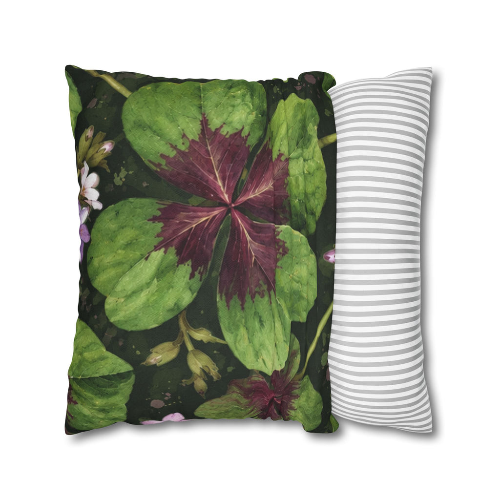 Lucky Four-Leaf Shamrock Pillowcase — Botanical Clover Cushion Cover