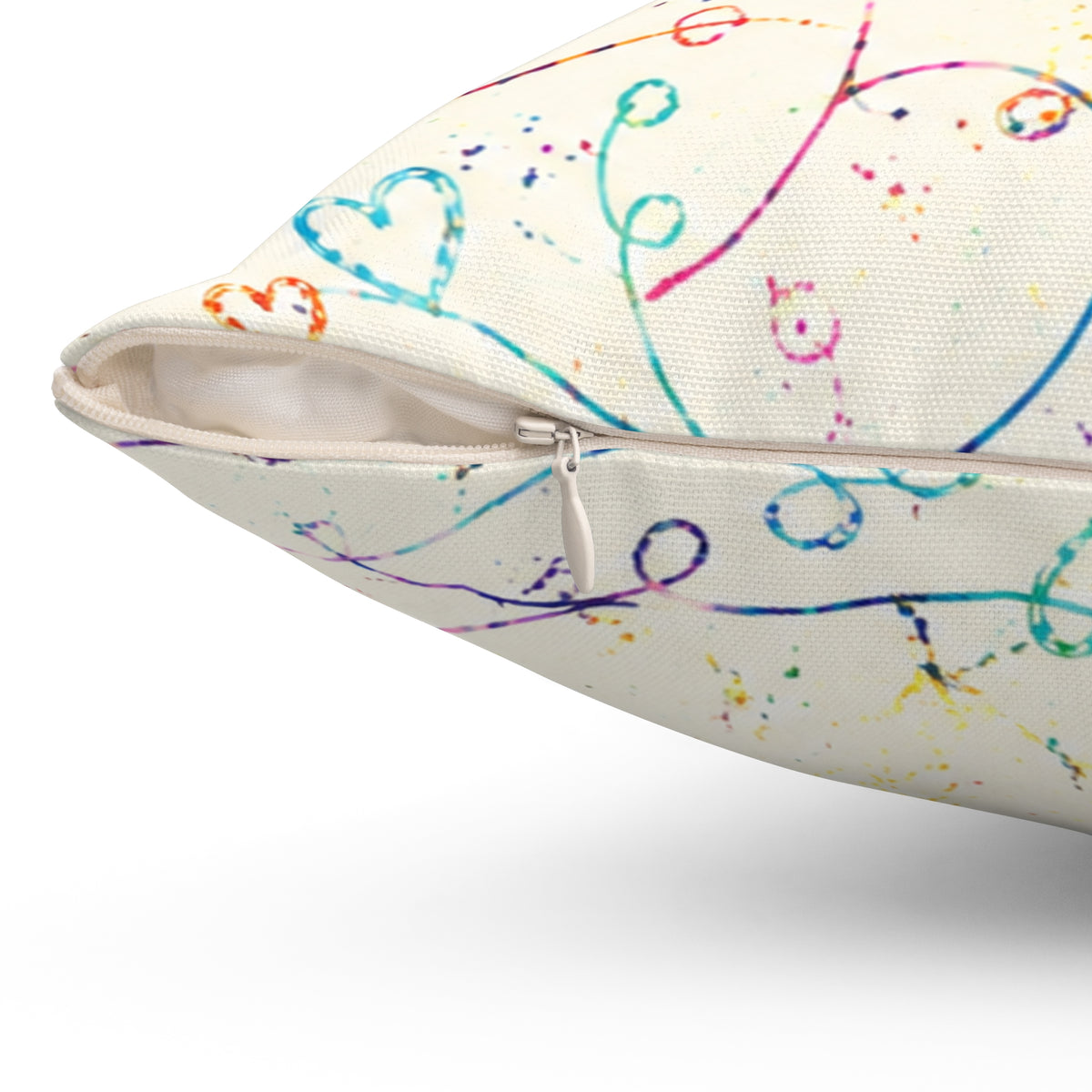 Whimsical Rainbow Heart Swirl Throw Pillow
