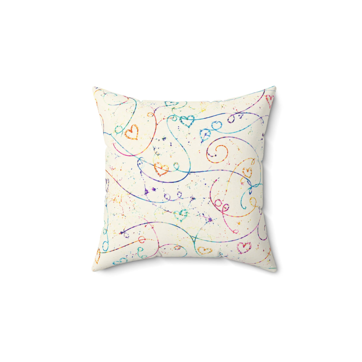 Whimsical Rainbow Heart Swirl Throw Pillow