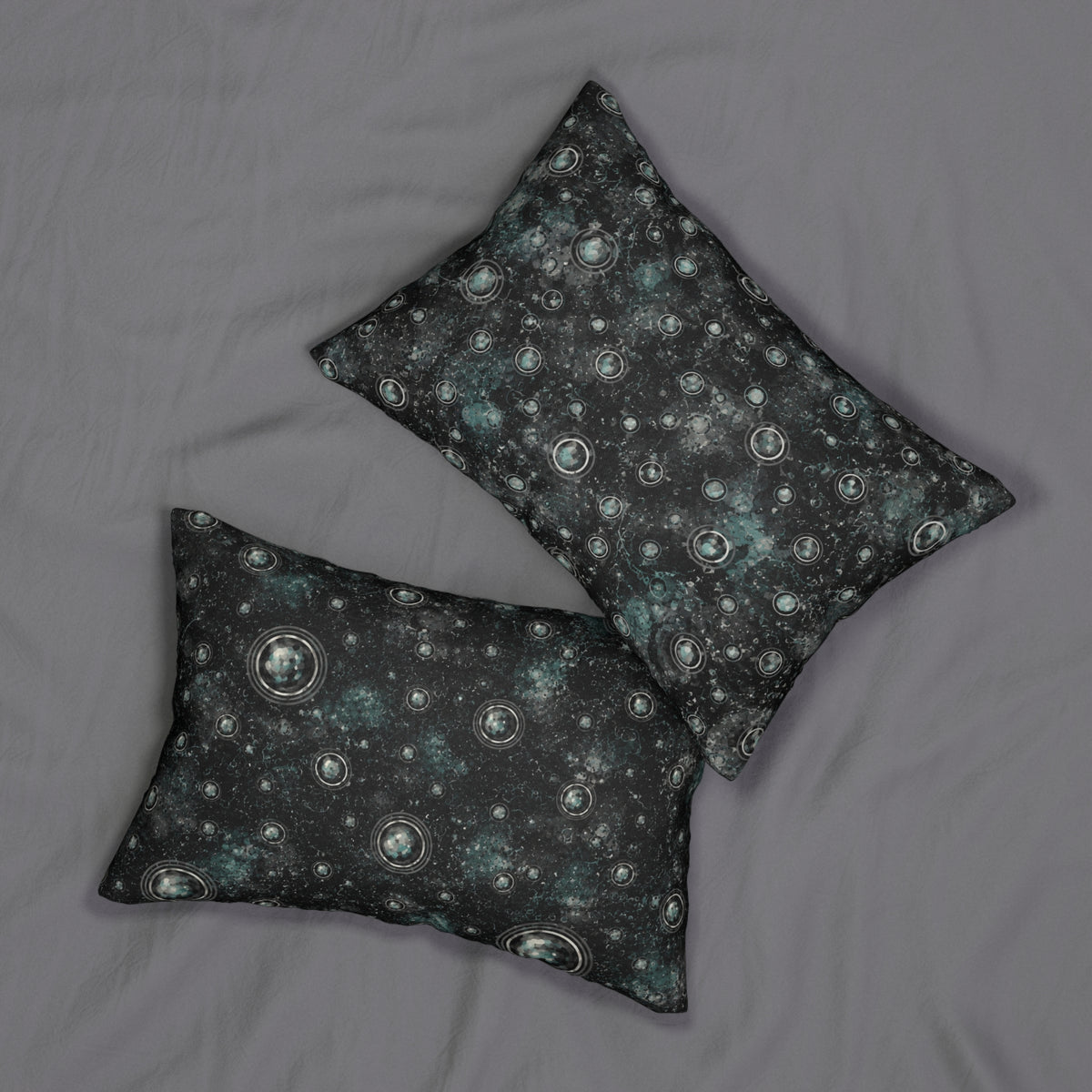 Galaxy Bubble Lumbar Pillow — Dark Celestial Throw Pillow