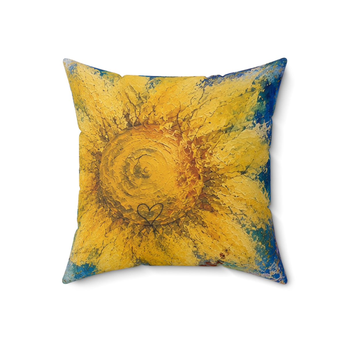 Sunflower Art Pillow — Bright Yellow Floral Decorative Throw Pillow