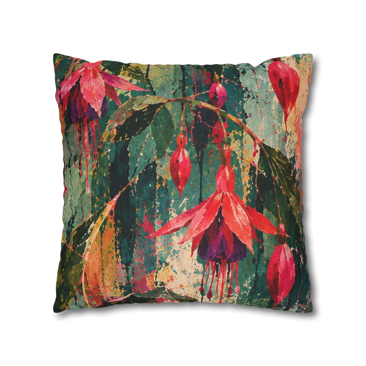 Cushion  covers soft botanical Red Floral Decorative Pillowcase - Vibrant Botanical Accent