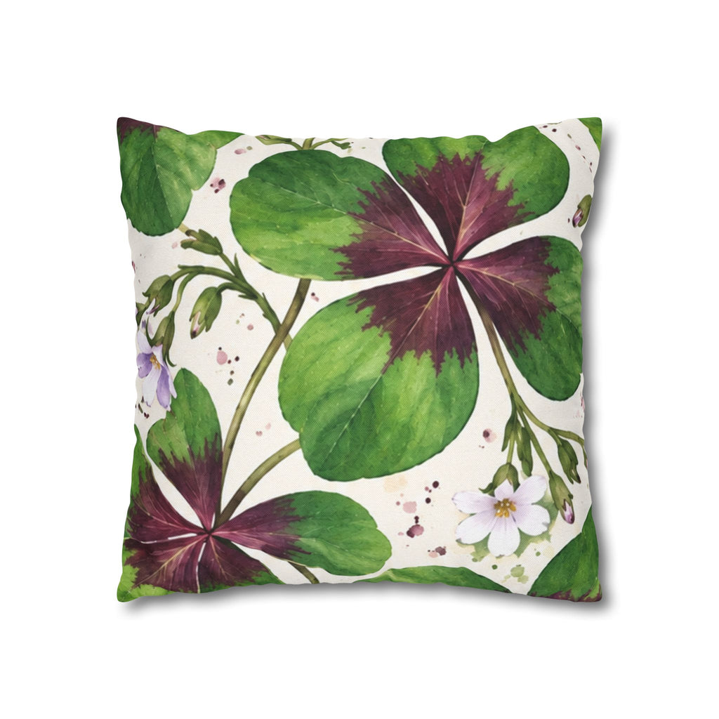 Cushion covers  floral Four-Leaf Clover Decorative Pillowcase — Lucky Botanical Throw Pillow Cover