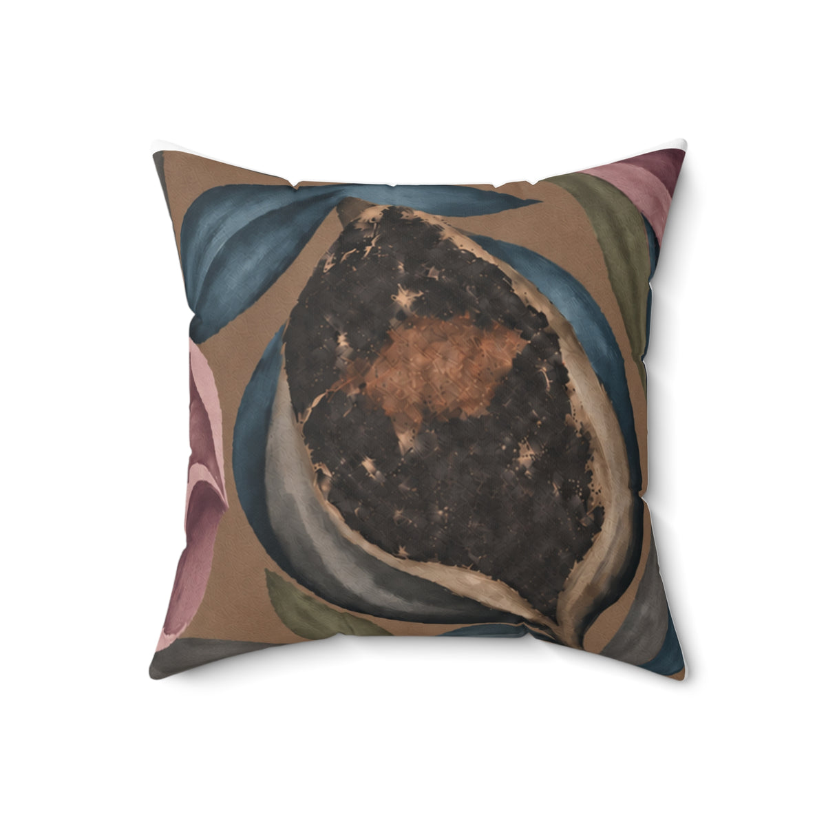 Botanical Velvet Floral Pillow — Mauve Magnolia Decorative Cushion