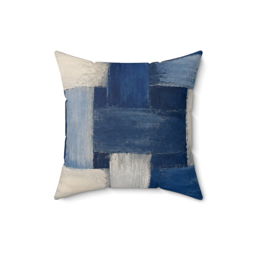 Abstract Blue Patchwork Decorative Pillow