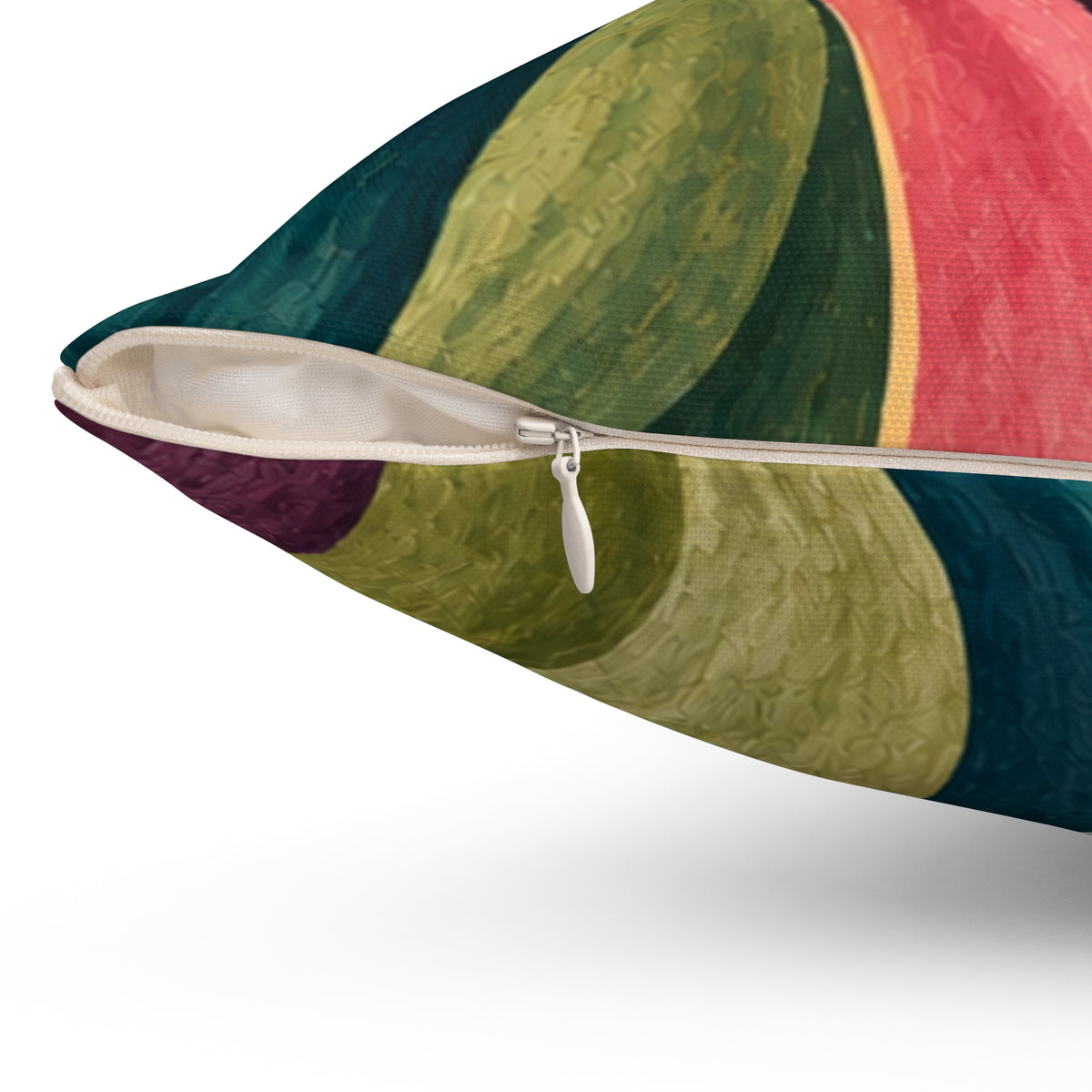 Abstract Floral Throw Pillow — Colorful Hand-Painted Swirl Design