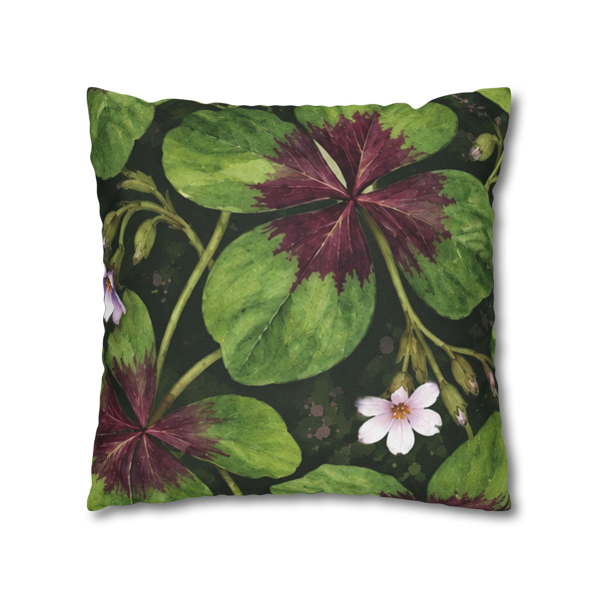 Lucky Four-Leaf Shamrock Pillowcase — Botanical Clover Cushion Cover