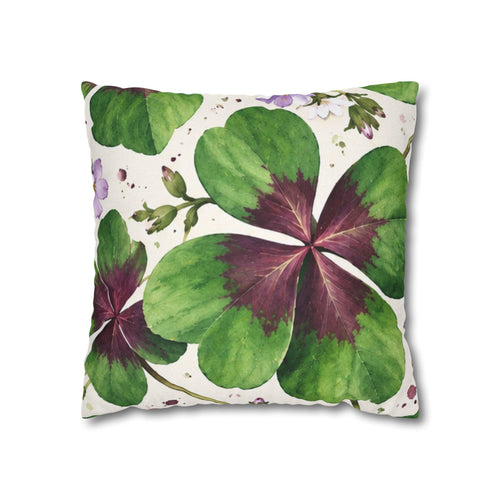 Cushion covers  floral Four-Leaf Clover Decorative Pillowcase — Lucky Botanical Throw Pillow Cover