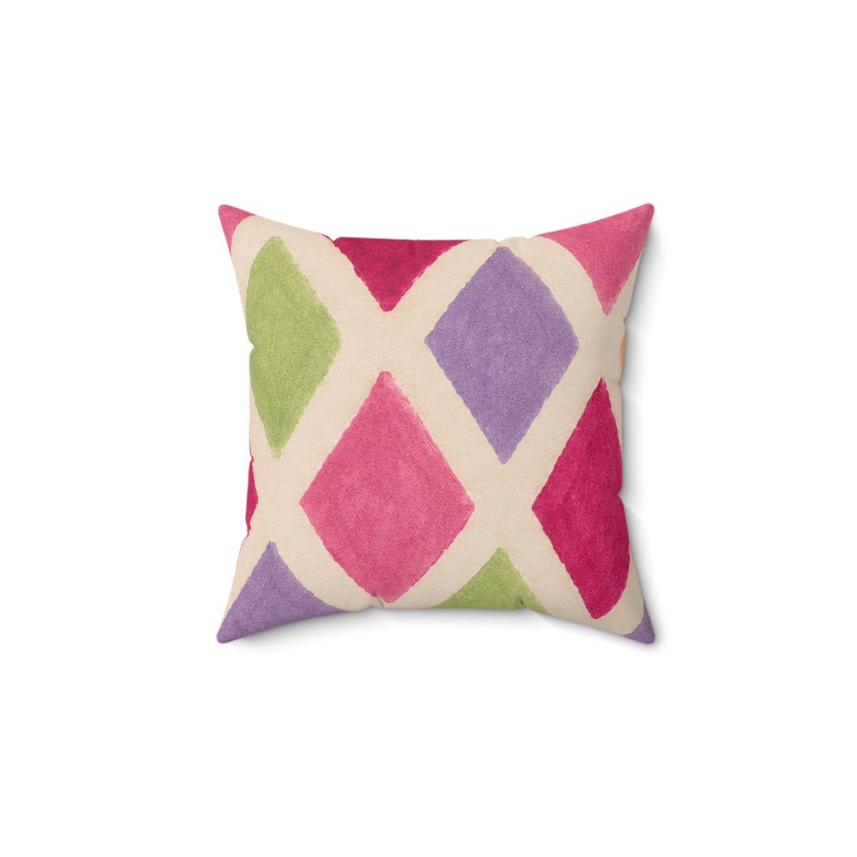 Colorful Harlequin Pattern Square Pillow — Pink & Pastel Decorative Throw Pillow