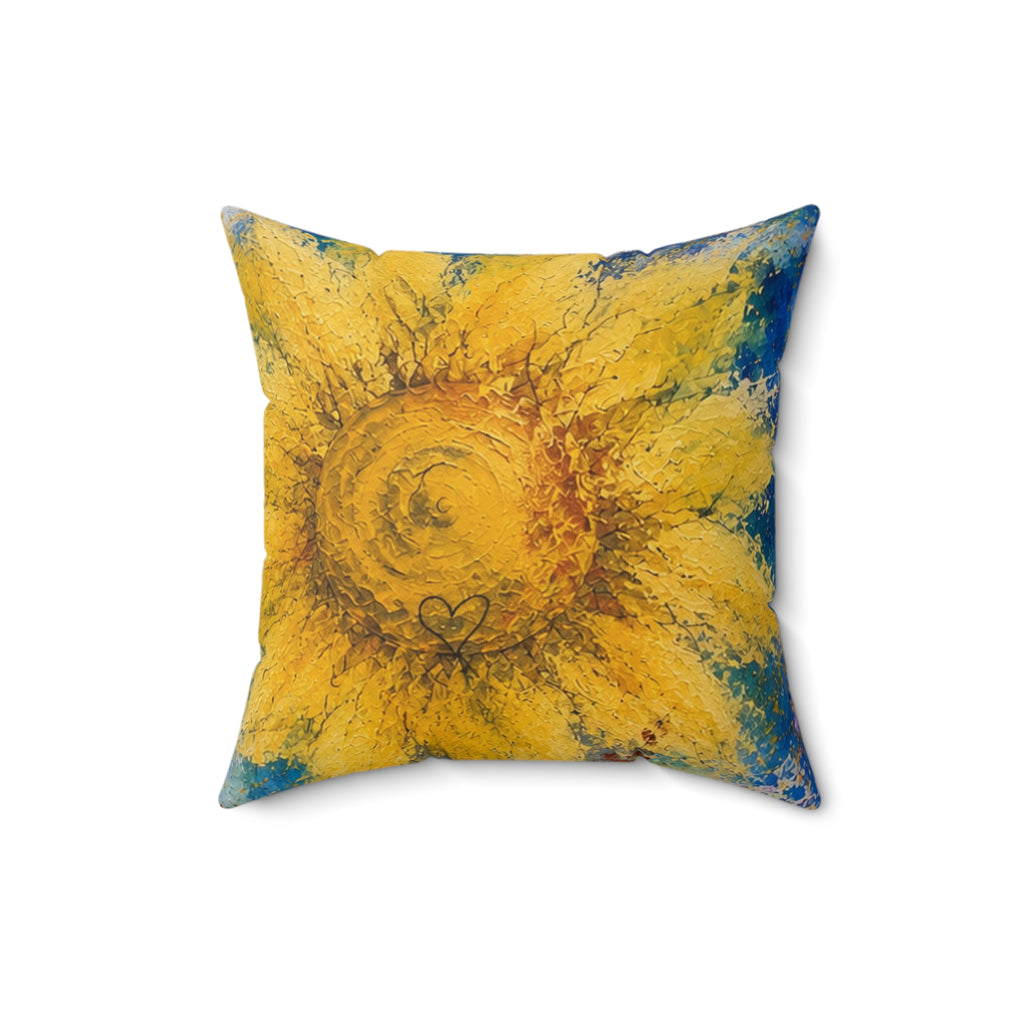 Sunflower Art Pillow — Bright Yellow Floral Decorative Throw Pillow