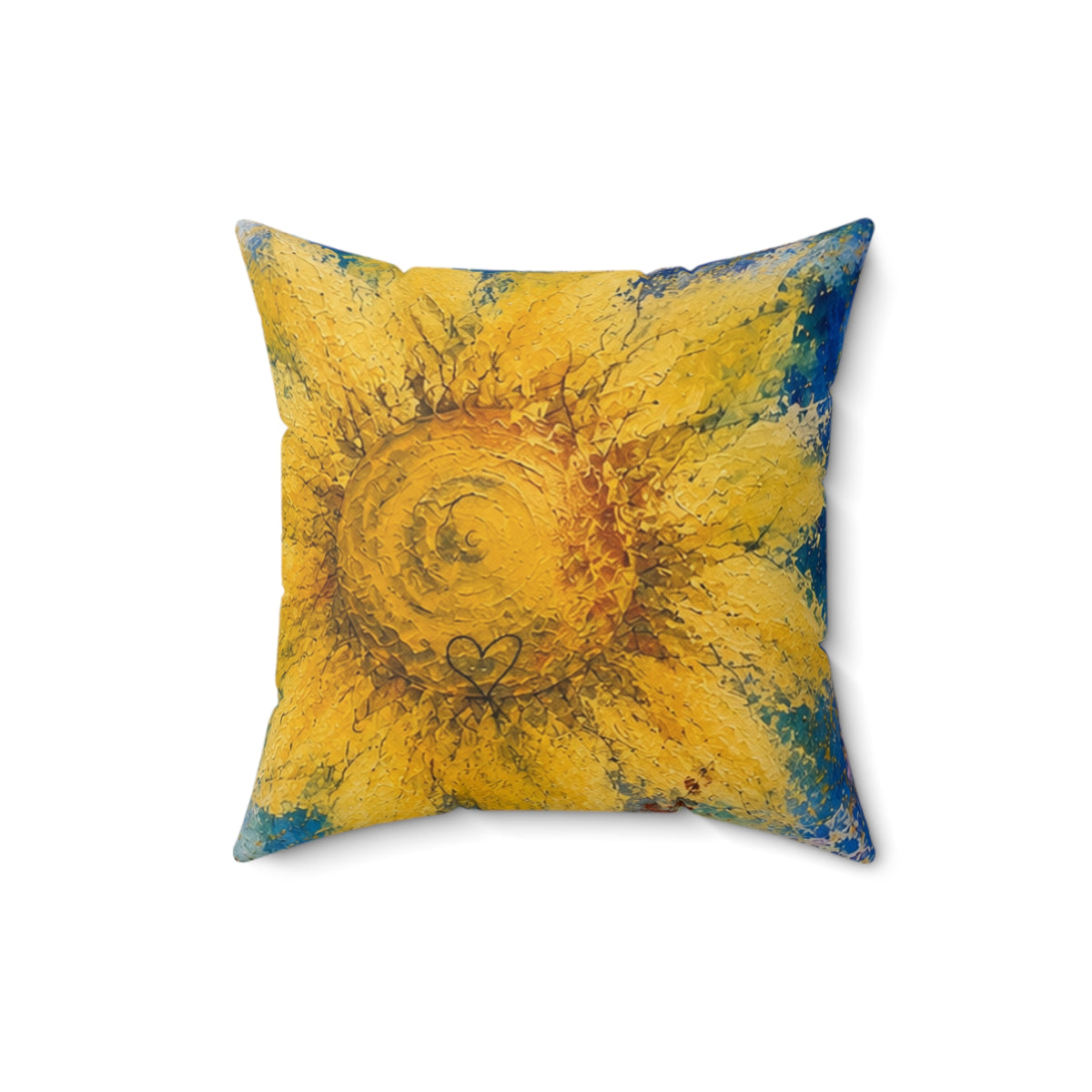 Sunflower Art Pillow — Bright Yellow Floral Decorative Throw Pillow
