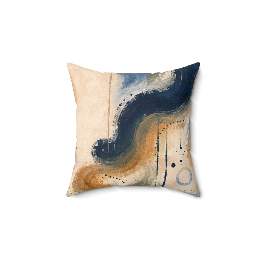 Abstract Blue Wave Decorative Pillow — Modern Coastal Accent