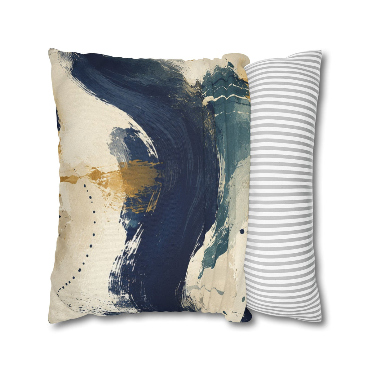 Abstract Navy Brushstroke Pillowcase — Modern Decorative Throw Pillow Cover