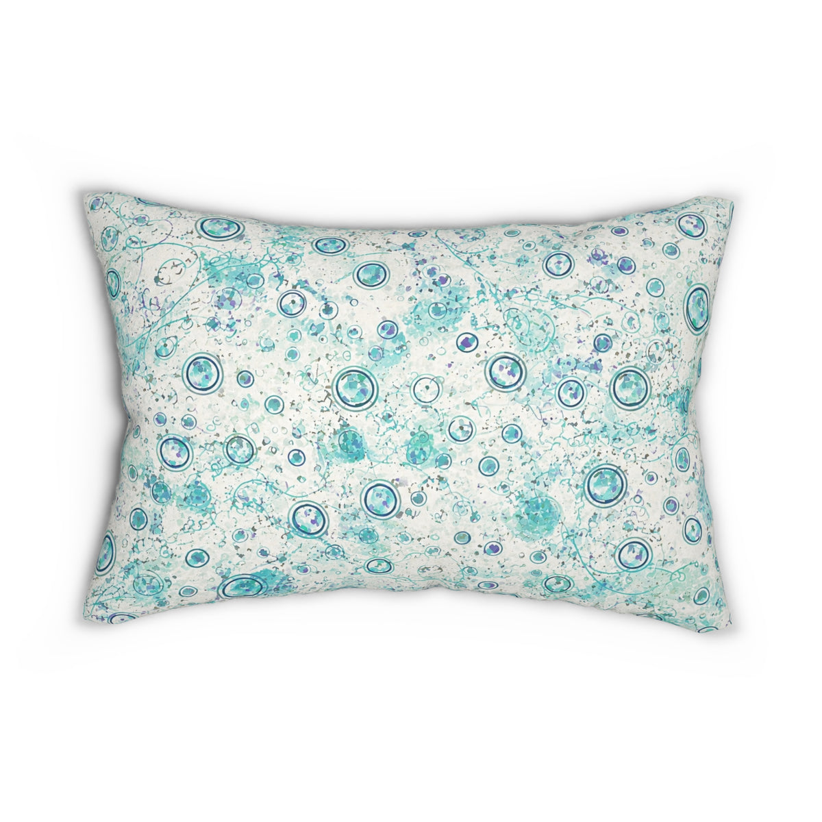 Ocean Bubble Lumbar Pillow — Teal Aqua Seafoam Decorative Cushion