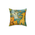 Jungle Friends Decorative Pillow — Cute Giraffe, Tiger & Monkey Nursery Throw