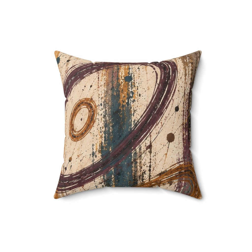 Abstract Rustic Swirl Decorative Pillow — Earth Tones Square Throw Pillow