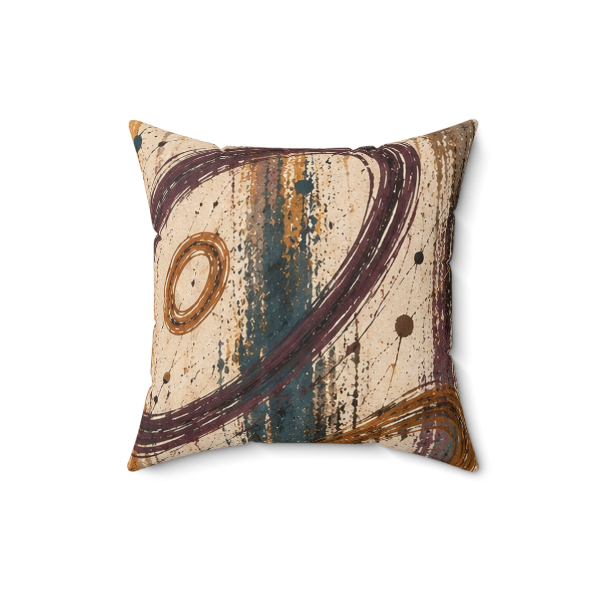 Abstract Rustic Swirl Decorative Pillow — Earth Tones Square Throw Pillow