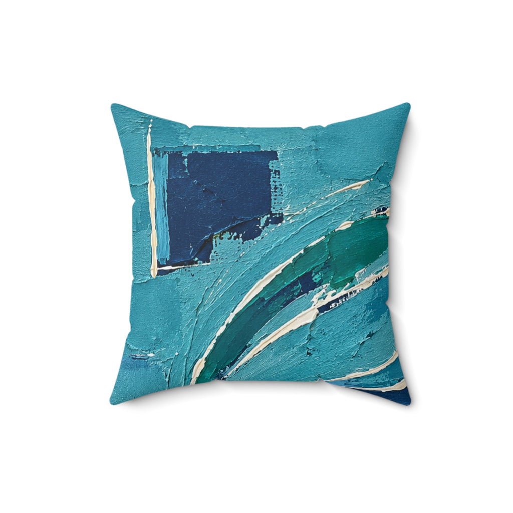 Blue and turquoise  abstract cushion -navy spiral Decorative throw pillow.