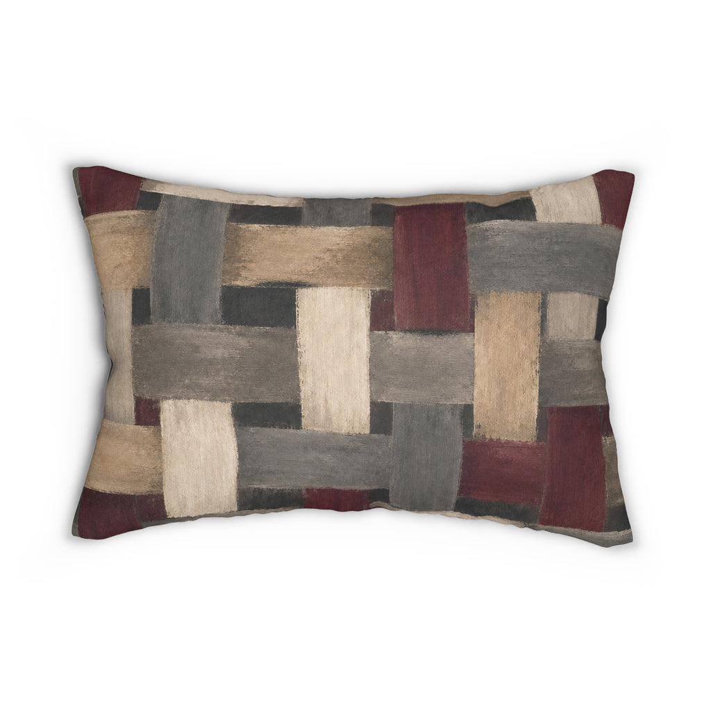 Woven Texture Lumbar Pillow — Rustic Basketweave Decorative Accent
