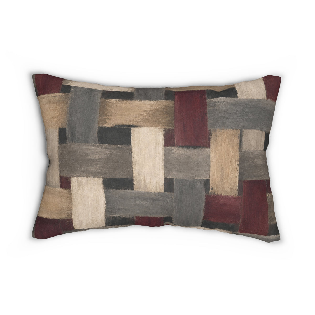 Woven Texture Lumbar Pillow — Rustic Basketweave Decorative Accent