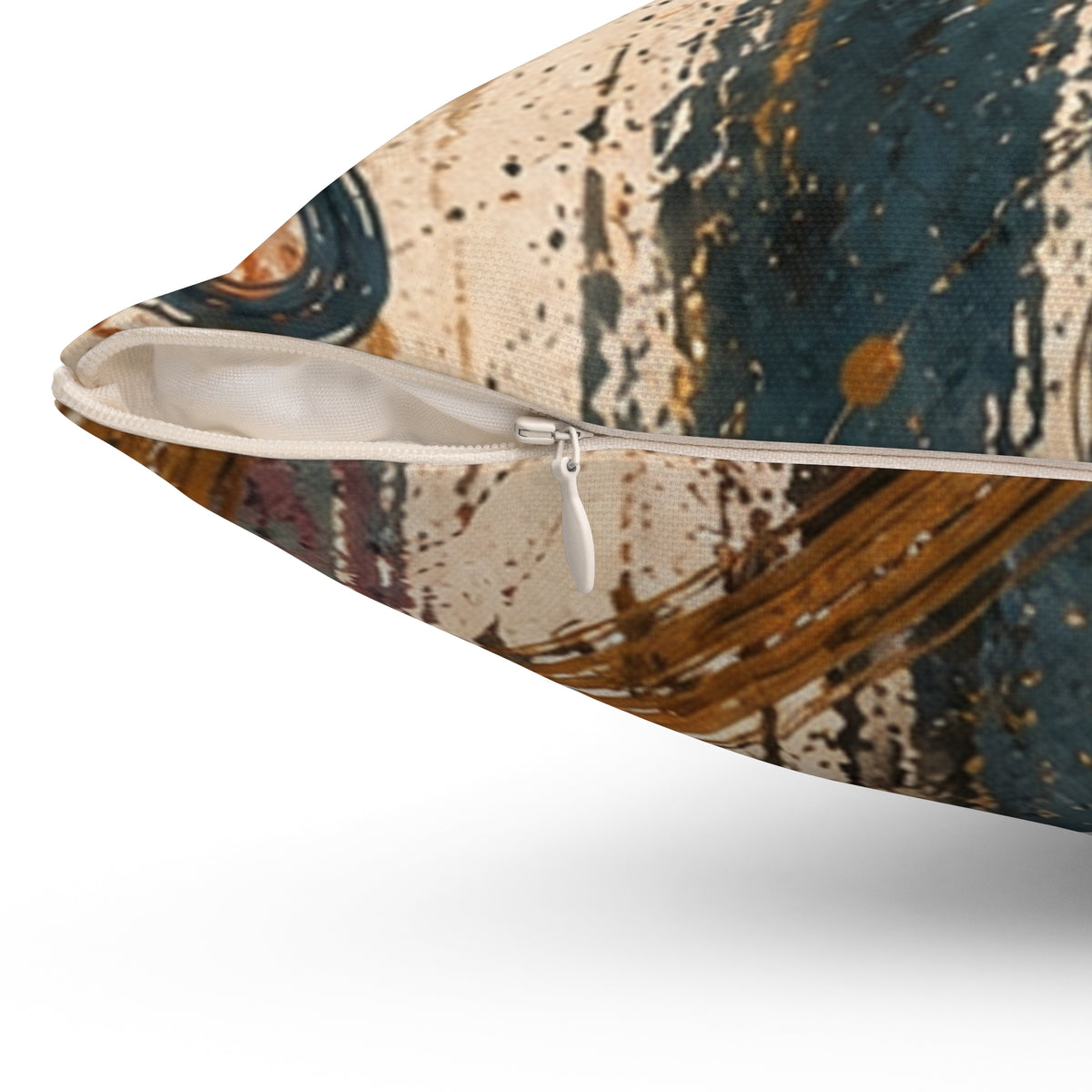 Abstract Rustic Swirl Decorative Pillow — Earth Tones Square Throw Pillow