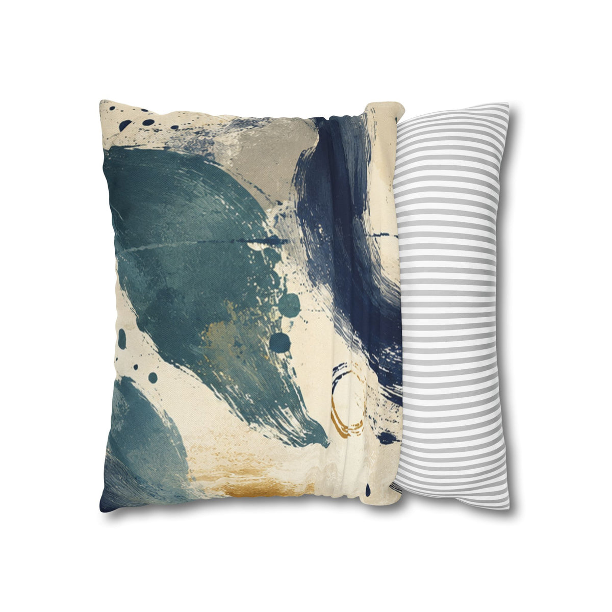 Abstract Navy Brushstroke Pillowcase — Modern Decorative Throw Pillow Cover