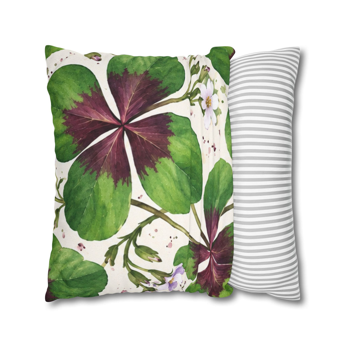 Cushion covers  floral Four-Leaf Clover Decorative Pillowcase — Lucky Botanical Throw Pillow Cover