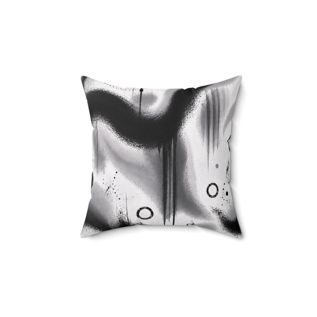 Abstract Black & White Spray Art Square Pillow — Modern Decorative Throw Pillow