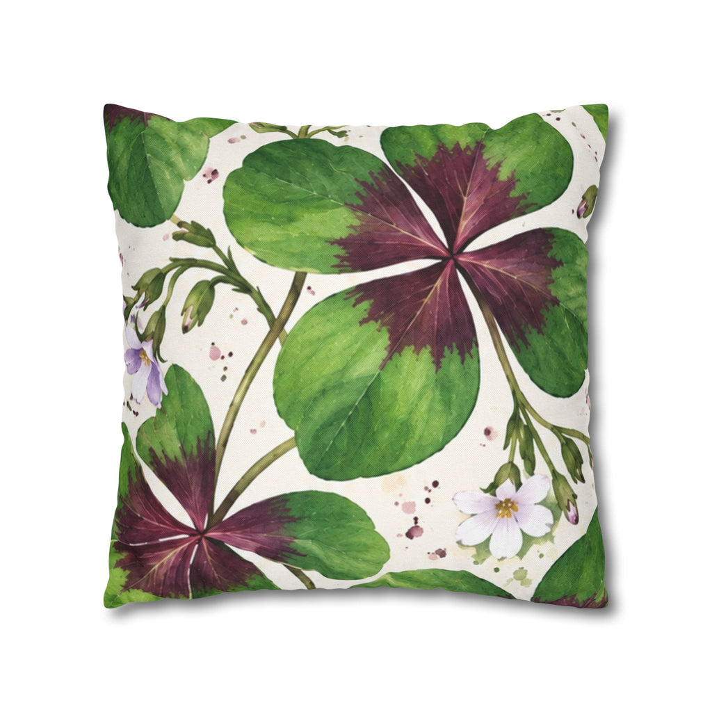 Cushion covers  floral Four-Leaf Clover Decorative Pillowcase — Lucky Botanical Throw Pillow Cover