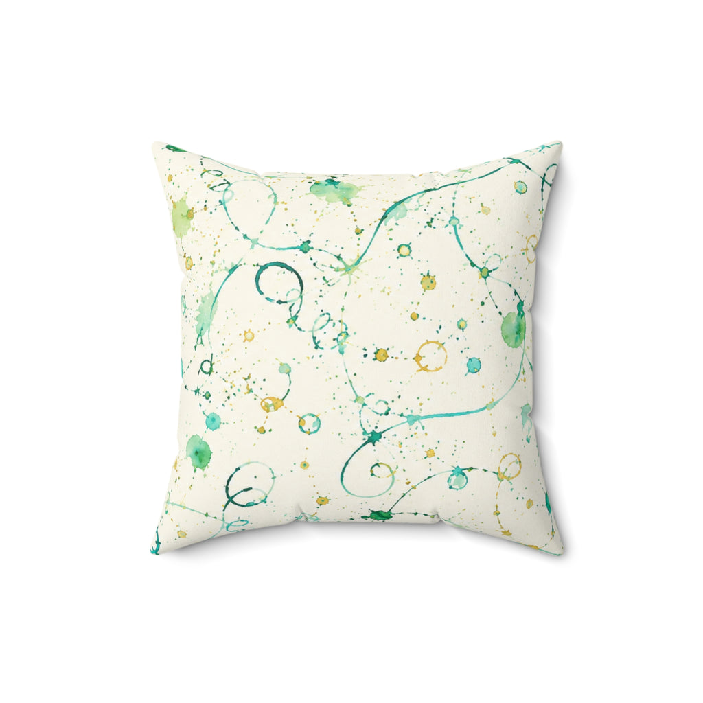 Abstract Teal Watercolor Swirl Decorative Pillow