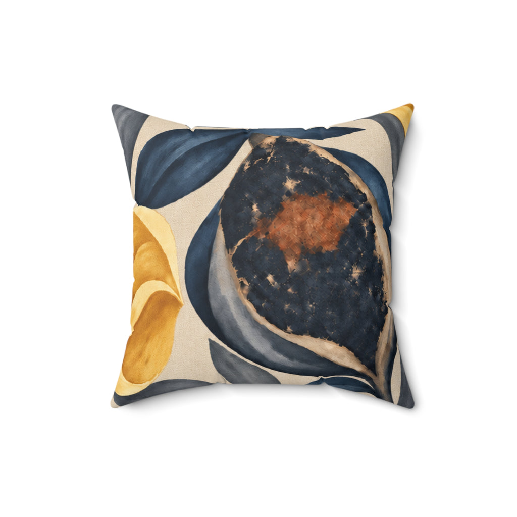 Golden Magnolia Floral Pillow