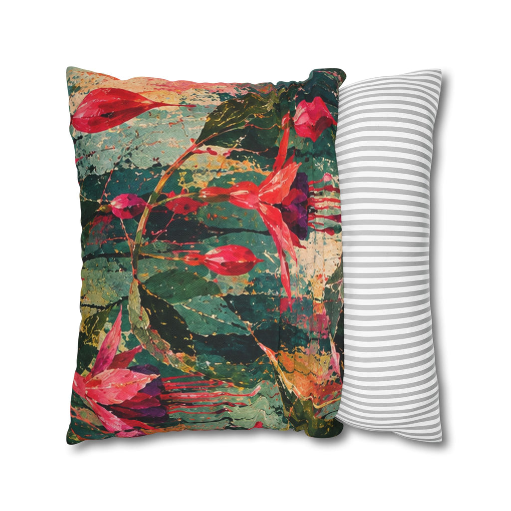 Cushion  covers soft botanical Red Floral Decorative Pillowcase - Vibrant Botanical Accent
