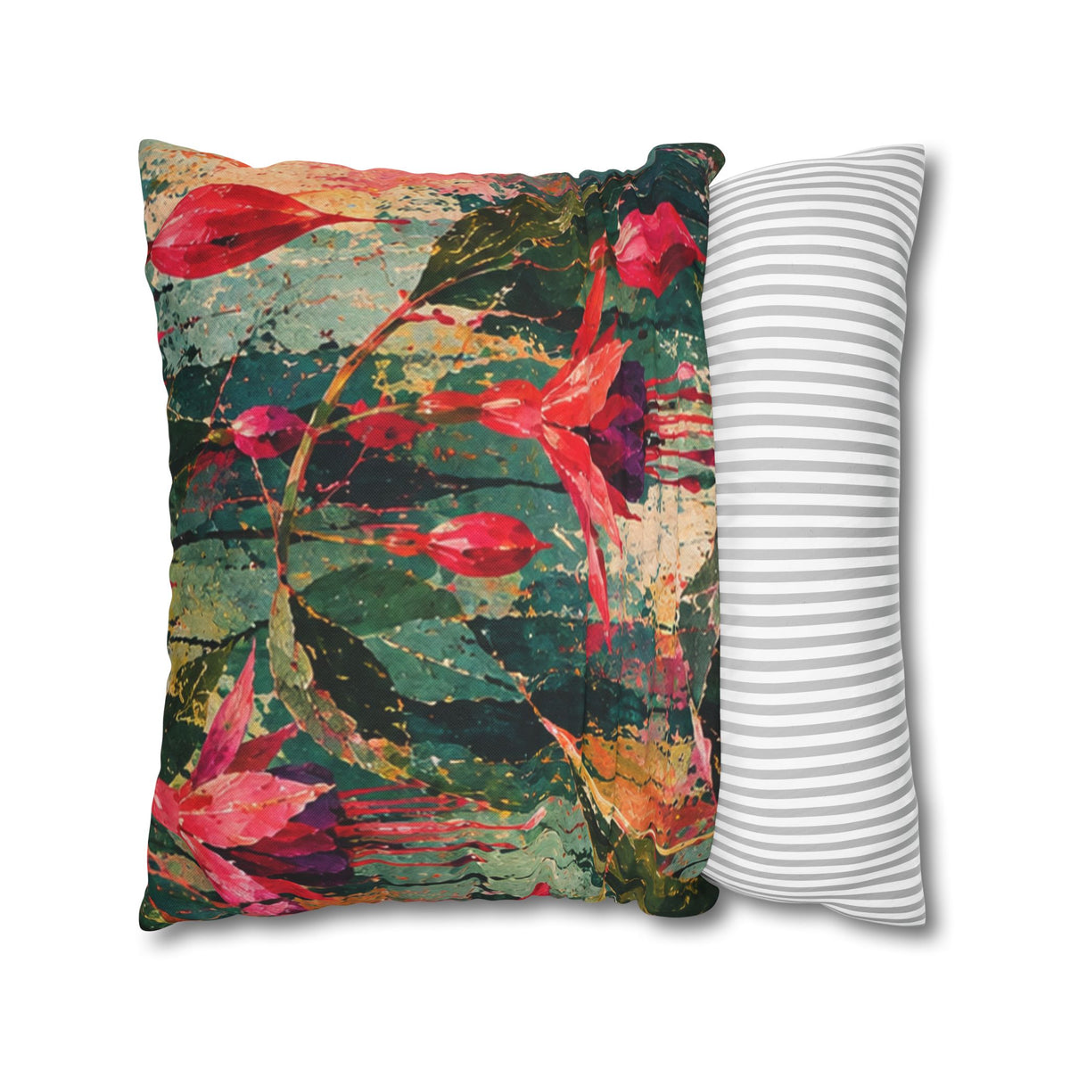 Cushion  covers soft botanical Red Floral Decorative Pillowcase - Vibrant Botanical Accent