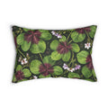 Clover Bloom Lumbar Pillow — Green & Burgundy Botanical Accent