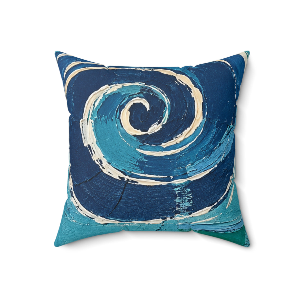 Blue and turquoise  abstract cushion -navy spiral Decorative throw pillow.