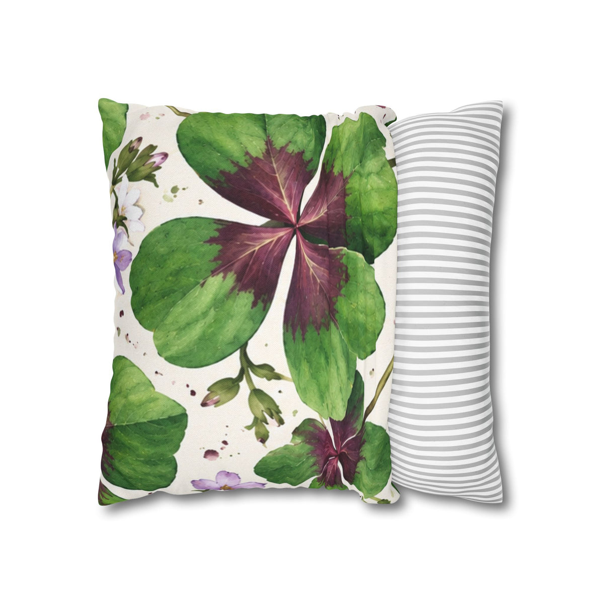Cushion covers  floral Four-Leaf Clover Decorative Pillowcase — Lucky Botanical Throw Pillow Cover