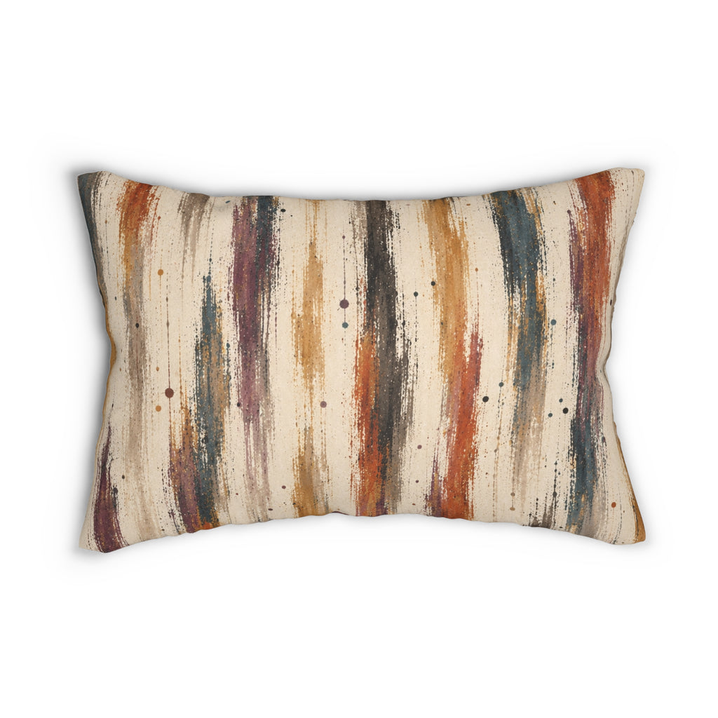 Abstract Striped Lumbar Pillow — Rustic Brushstroke Accent Cushion