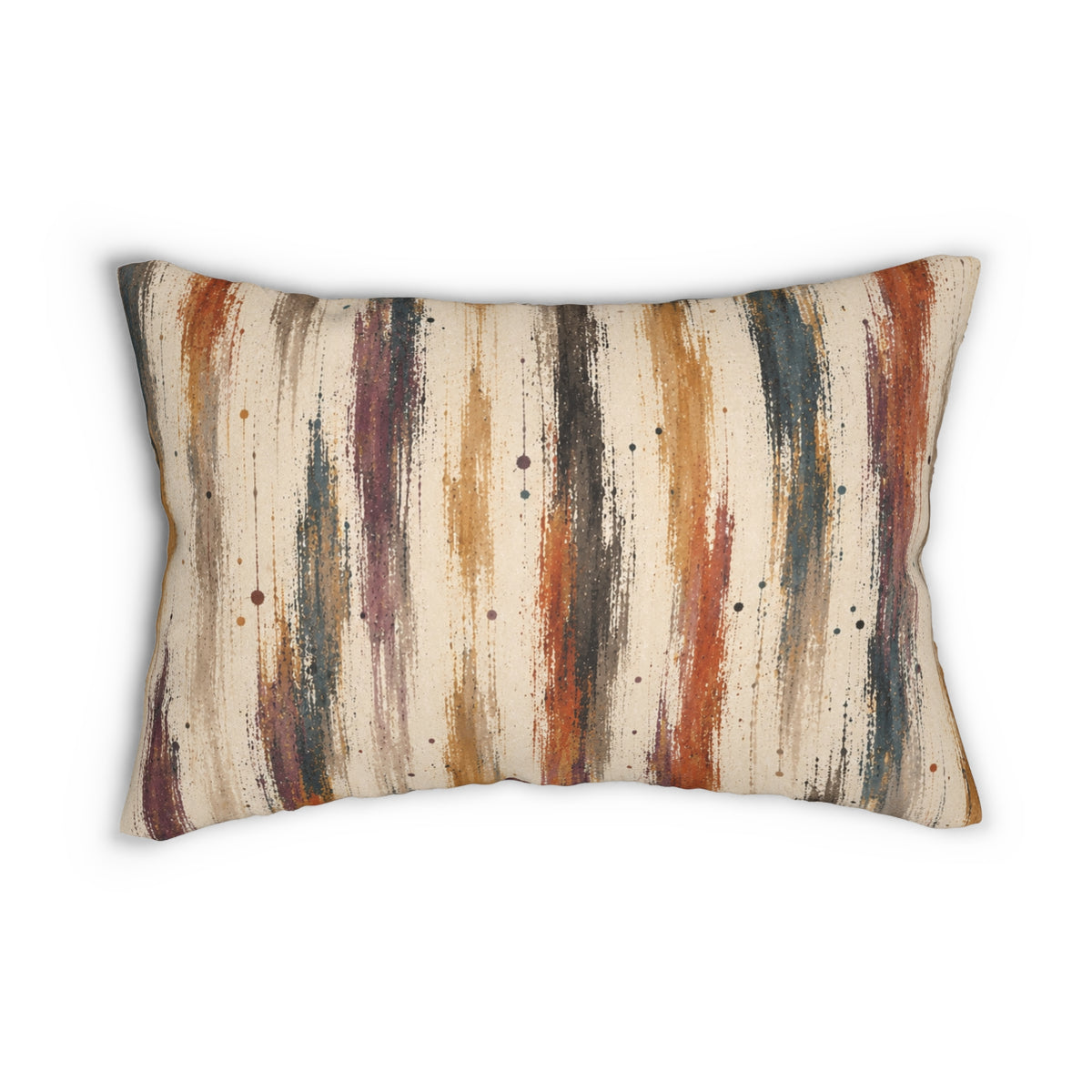 Abstract Striped Lumbar Pillow — Rustic Brushstroke Accent Cushion