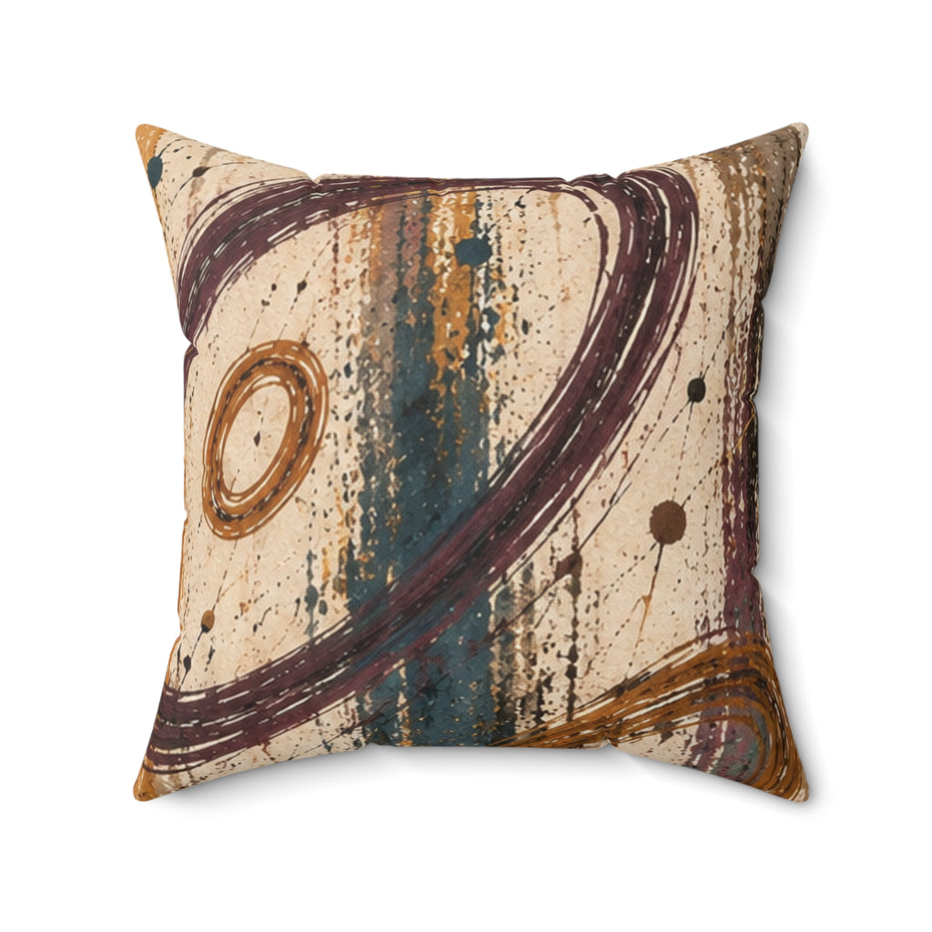Abstract Rustic Swirl Decorative Pillow — Earth Tones Square Throw Pillow